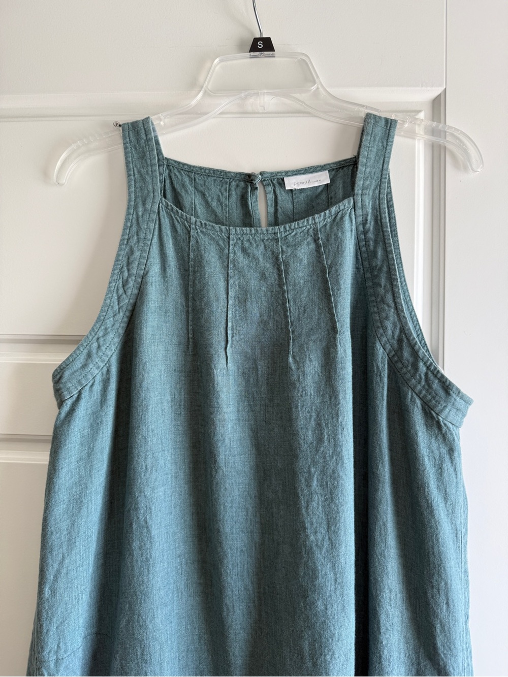 J. Jill Pure Jill Linen Pintucked Maxi Dress Steele Blue Melange - Picture 3 of 8